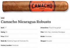 2020雪茄排名17 Camacho Nicaragua Robusto