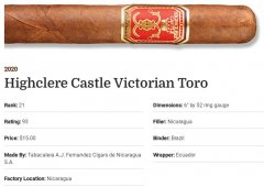 2020雪茄排名第21 Highclere Castle Victorian Toro