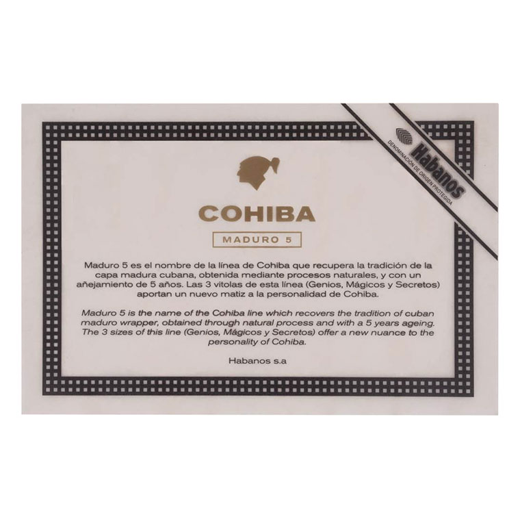 高希霸 马杜罗5 奥秘 英文全称：Cohiba Maduro 5 Secretos